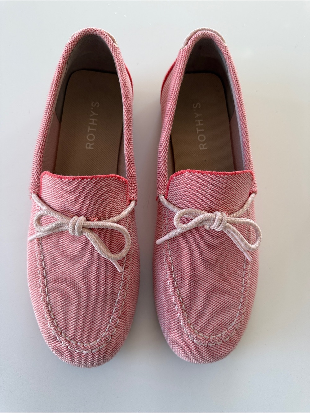 Rothy's Pink Knit Women's Slip-On Loafers with Bow